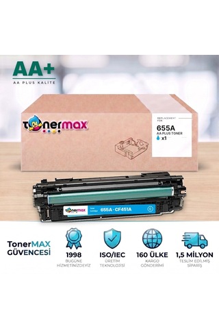 Hp 655a Cf451a Mavi Uyumlu Toner Aa Plus / Color Laserjet Enterprise M652 / M653 / Mfp M681 / M682