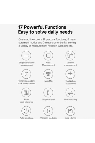 Reedark 60m Lazer Mesafe Ölçer, 2mm Hassasiyetli, 2.0" Işıklandırmalı Ekran, Abs Gövde, İnfrared Ölçüm Aleti Siyah