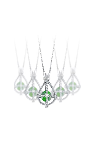 Pırlanta Lilarote Zümrüt Taşlı Gümüş  Kolye