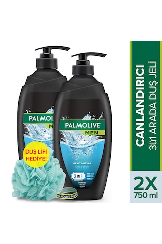 Palmolive Men Sport 3in1 Revitalizing Canlandırıcı Duş Jeli 2 x 750 ML + Duş Lifi