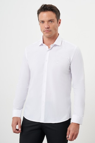 Morven Erkek Beyaz Basic Düz Desen İtalyan Yaka Slim Fit Gömlek 24mc004006600 Beyaz