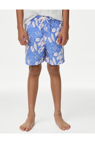 Marks & Spencer Çiçekli Deniz Şortu (6-16 Yaş) T87007327W Mavi