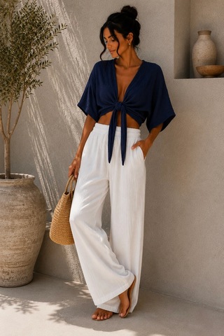 Bbbutikbasic Kadın Müslin Bağlamalı Bolero Bluz Oversize Salaş Yazlık Kimono Hırka My3535 Lacivert