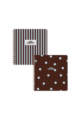 15x16 Spiralli Karton Kapak 2'li Noktalı Not Defter Seti - Puantiye Çok Renkli