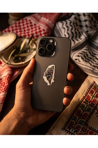 Filistin Temalı Sanatsal Harita Figürlü 3d Telefon Arka Süs A300122