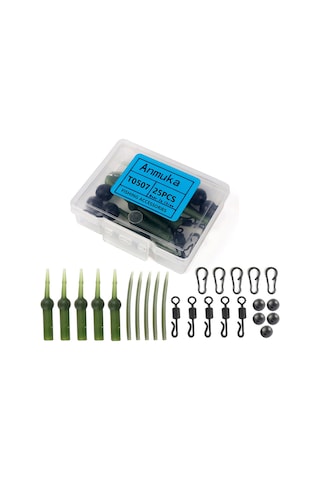 Konesam 25 Adet Sahte Balık Tüpü, Güvenlik Çivi, Boncuk, Döndürücü Ve Yumuşak Tüp Seti - Sahte Balık Rigleri İçin Gerekli Oltı Aksesuarları