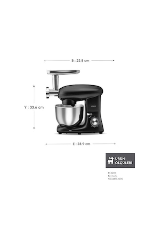 Karaca Multichef 1900 W Stand Mikser Mutfak Şefi 5.5 L