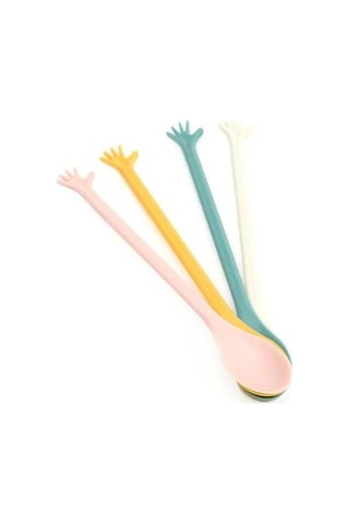 Fastbuy 4 Adet Uzun Kaşık, Renkli, Isıya Dayanıklı, Avrupa Tarzı Tatlı Kaşığı, Milkshake Kaşığı, Mutfak Aksesuarı