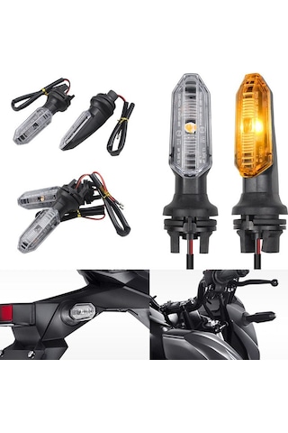 Motosiklet Led Sinyal Ön Lambası Universal Kısa Gövde Gündüz Led Ve Kayan Sinyal