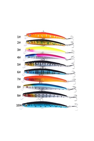 Hengjıa 10 Adet 3d Göz Balıkçılık Yem 11g/11.5 Cm Minnow Cazibesi Isca Yapay Çin Sert Çarpık Balıkçılık Bas Balık Mücadele