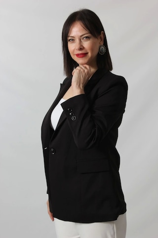 Moda Berray 1905 Siyah Kadın Büyük Beden Blazer Ceket Siyah