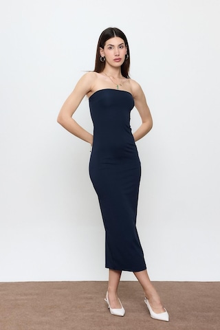 Sherin Lacivert Straplez Maxi Boy Elbise