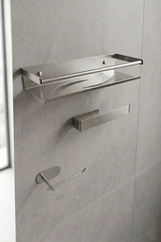 Zift Unique Yapışkanlı Banyo Aksesuar Seti , Paslanmaz Çelik Tuvalet Banyo Havlu Askısı , Raf , Stand, Inox