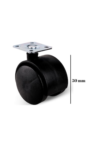 Düz Tablalı Tekerlek 50mm Masa Sehpa Dolap Tekeri Siyah 50mm 4 Adet Siyah