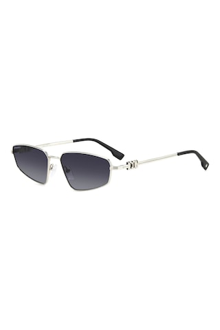 Dsquared2 Unisex Güneş Gözlüğü - Geometrik Gümüş Metal Çerçeve Koyu Gri Aynalı Degrade Uv400 Cam %10 Çok Renkli