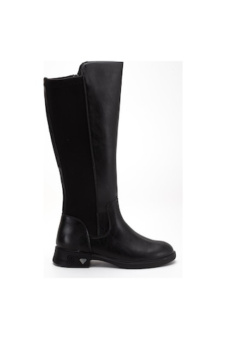 Siyah Kadın Çizme Düz Taban Streç Fermuarlı-4331 Siyah