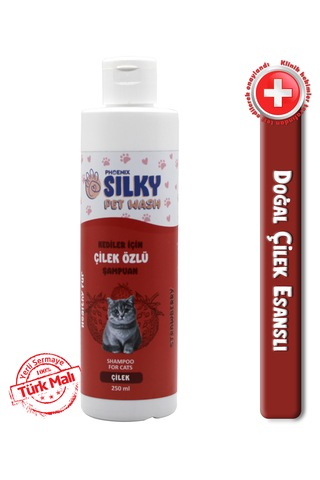 Silkypetwash - Kedilere Özel Doğal Çilek Özlü Şampuan - 250ml