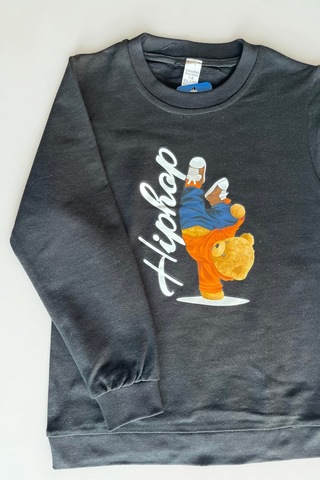Minik Motion 3'lü Set Çocuk Baskılı 2 İplik Penye Sweatshirt Siyah - Lacivert