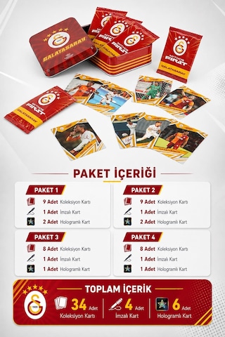 Mythos First Galatasaray 2025-2026 Sezonu Koleksiyon Kartları Metal Kutu 34 Kart Resmi Lisanslı