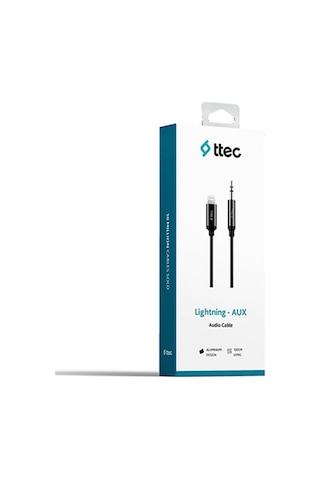 Aux To Lightning Apple Uyumlu iPhone Ses Kablosu 100 Cm, 1 Metre Siyah 2 Yıl Yüksek Kalite - 2dk42