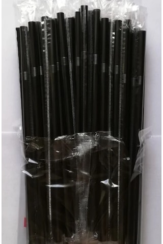Siyah Pipet 50'li Kalın Pipet Jelatin Sargılı Körüklü Frozen Kıvrımlı Pipet