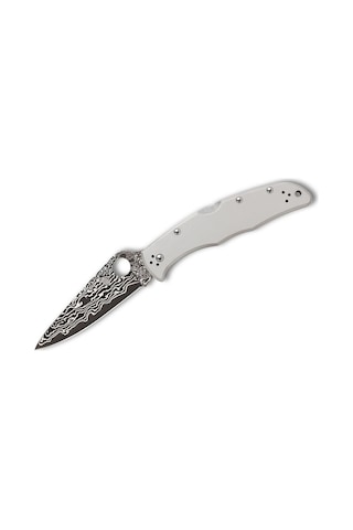 Spyderco Endura 4 Titanium Damascus Plainedge Kamp Çakı Gri