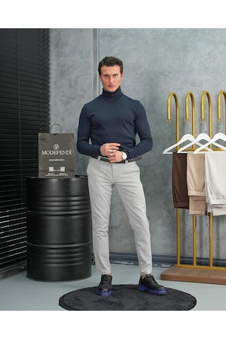 Modefendi Slim Fit İtalyan Kesim Tam Balıkçı Boğazlı Kazak Lacivert