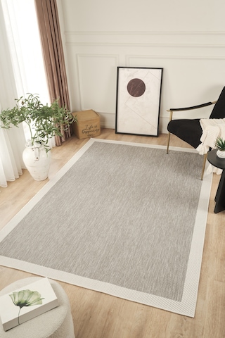 Sisalux 3087 Gri Beyaz Sisal Dokuma Jüt Kilim Hav Toz Vermez Halı Salon Mutfak Oturma Odası Halısı Gri - Beyaz