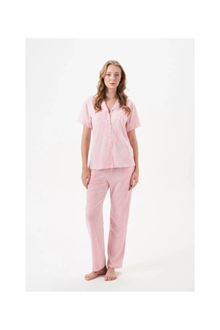 Moda Dua Pjs 29033 Kadın Düğmeli Pijama Takım PEMBE