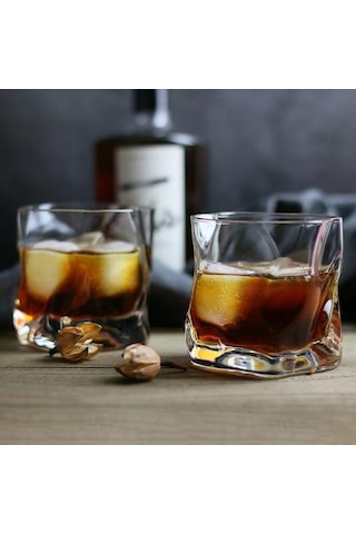 1 Adet Sanat Tasarım Kırpma Viski Tumbler Cam Düzensiz Kıvrımlar Verre Vodka Kupalar Kişilik Brendi Snifters Buzlu Viski Kaya Cam Eski Moda Cam Şeffaf Açık Gri