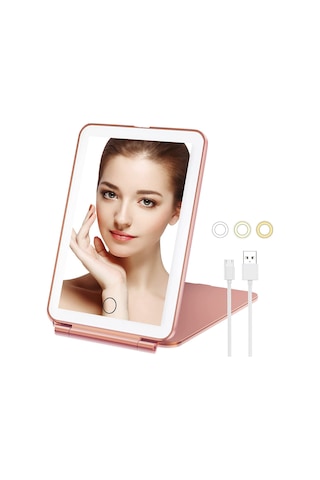 Vkemall Makyaj Aynası, 80 Led Işıklı Tuvalet Aynası, Kompakt Led Ayna, 3 Renkli Işıklı T