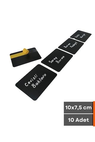 10 Adet Silinebilir A7 Karatahta Siyah Etiket 10 x 7,5 CM Yapışkanlı