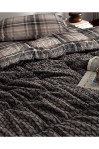 Madame Coco Beth Tek Kişilik Wellsoft Comforter Set - Antrasit Gri