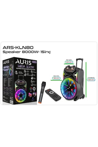 Ars-kln80 8000w Dev Boy Profesyonel Bluetooth Parti Hoparlör - Rgb Işıklı Kablosuz Mikrofon Ve Kumanda
