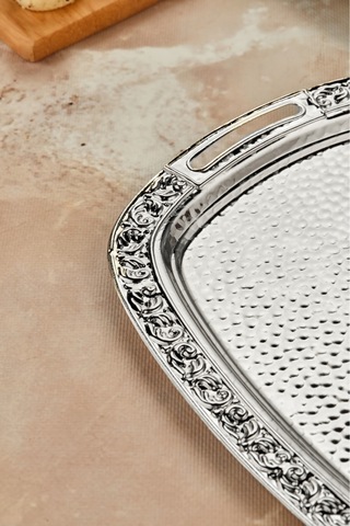 Cooker 2'li Paslanmaz Çelik Sunum Servis Tepsisi 40x70 Cm Gri