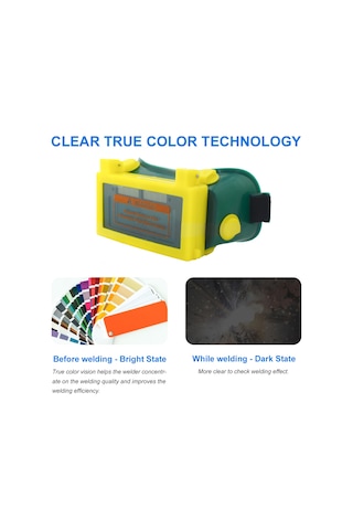 Springsun Solar Otomatik Işık Ayarlı Çift Lensli Antiparlak Argon Kaynak Gözlüğü - Yeşil Pratik Alet