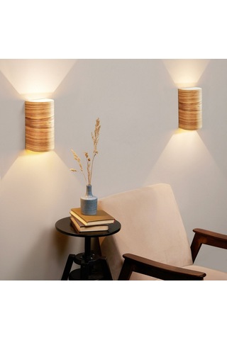 Bombe Yansıtma Çift Yönlü Ahşap Salon Duvar Aplik Avize Gu 10 Duy Amber