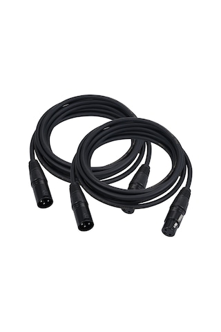 Leezsing Dmx512 Sinyal Kablosu Xlr Mikrofon Kablosu Siyah 3m 2 Adet Güvenli Bağlantı Ses Ekipmanı