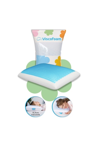 Viscofoam Bonni Terletmeyen Ortopedik Yastık Serinleten Visco Yastık Jelli Yastık 59x39x15.5cm