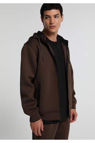 Colin's Colins Regular Fit Kapüşonlu Düz Erkek Kahverengi Sweatshirt Cl1082116 Q1.v1 Dbr Koyu Kahverengi