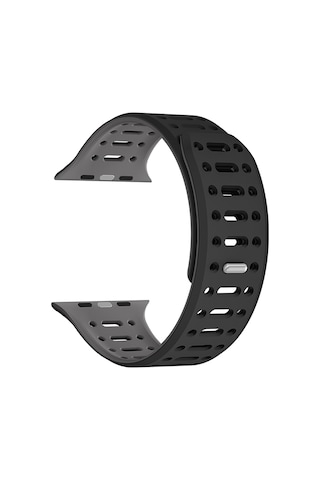 Teknodur Watch 10 42mm Uyumlu Krd-124 Silikon Kordon Strap Kayış-siyah-gri