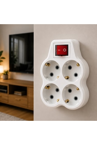 4 Lü Priz Çoğaltıcı Açma Kapama Anahtarlı Kablosuz Duvar Tipi Priz Adaptörü Diğer