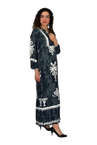 Kadın Kol Lastikli V Yaka Elbise Bgl-st04642 Yeşil