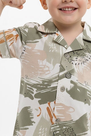 Modanıno Erkek Çocuk %100 Pamuk Ve Gömlek Tarz Pijama Takımı 2-13 Yaş 12687ıs Haki