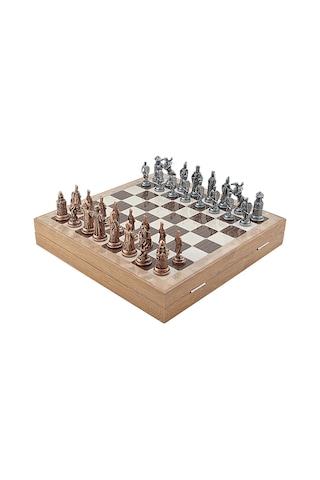 Gifthome Büyük Boy Metal Osmanlı-bizans Satranç Tk. Antik Ve Rustik Desenli Sandıklı Mdf Tahtası 36x36 Cm.
