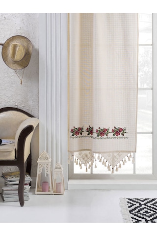 Kanaviçeli Bodrum Otantik Buldan Kanaviçe El Dantelli Kanaviçeli Bordo