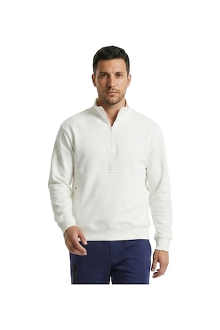Sportive Nolan Zip Neck Erkek Beyaz Günlük Stil Sweatshirt 26ye0004-kbyz