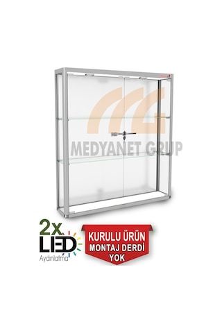Duvar Tipi Camlı Vitrin - Camlı Dolap - Camlı Koleksiyon Vitrini (528830294) Gri