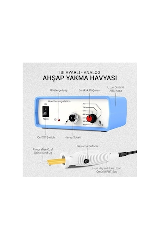 Class ZD-8905 New Isı Ayarlı Ahşap Yakma Makinesi 4X Gölgeleme Uçlu Set + Tel Fırça
