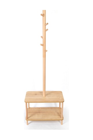 Komodinli Ayakkabılık Portmanto Ofis Ahşap Ayaklı Naturel Elbise Askısı 170x60x35 - Parke Rengi Parke Rengi Diğer